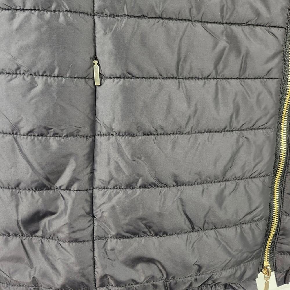 Black Quilted Vest Women's size Large Ruffle Hem Packable - Picture 5 of 11